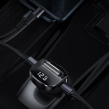 Заредете изображение във визуализатора на галерията – Baseus transmiter fm bluetooth mp3 aux tf streamer f40 + car charger 2x usb 2a 15w black ccf40-01 - TopMag
