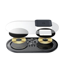 Заредете изображение във визуализатора на галерията – Baseus wireless charger 2in1 simple pro edition 15w max for phones+pods qi transparent wxjk-ca02 - TopMag

