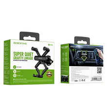 Заредете изображение във визуализатора на галерията – Borofone Car holder BH78 Point gravity, air vent mount black
