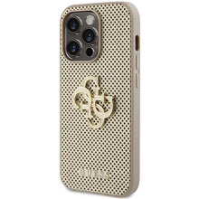 Заредете изображение във визуализатора на галерията – Guess Perforated 4G Glitter case for iPhone 15 Pro - gold
