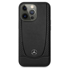 Заредете изображение във визуализатора на галерията – Original Case MERCEDES Leather Urban MEHCP15LARMBK for Iphone 15 Pro Black
