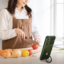 Заредете изображение във визуализатора на галерията – Tel Protect Armor Magsafe Metal Ring Case for Samsung Galaxy S23 green
