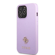 Заредете изображение във визуализатора на галерията – Guess GUHCP13LPS4MU iPhone 13 Pro / 13 6.1" purple/purple hardcase Saffiano 4G Small Metal Logo
