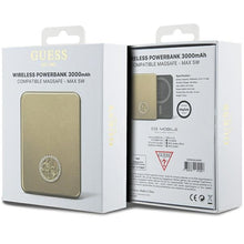 Заредете изображение във визуализатора на галерията – Original Power Bank - GUESS GUPBM3AL4DMD 3000mAh 5W MagSafe 4G Strassed Metal Logo - Gold
