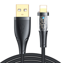 Заредете изображение във визуализатора на галерията – Joyroom fast charging cable with smart switch USB-C - Lightning 2.4A 1.2m black (S-UL012A3)
