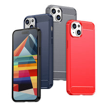 Заредете изображение във визуализатора на галерията – Flexible carbon pattern case for iPhone 15 Plus Carbon Case - blue

