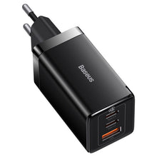 Заредете изображение във визуализатора на галерията – GaN 2xUSB C 1xUSB 65W fast charger Baseus GaN5 Pro + USB C - USB C 100W cable - black
