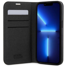 Заредете изображение във визуализатора на галерията – Karl Lagerfeld KLBKP14XSANKCPK iPhone 14 Pro Max 6.7" bookcase black/black Saffiano Karl &amp; Choupette
