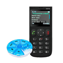 Заредете изображение във визуализатора на галерията – Mobile Phone GSM MAXCOM MM 750 BLACK + medicine organiser (Mon-Sun)
