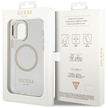 Заредете изображение във визуализатора на галерията – Original Case GUESS Metal Outline Magsafe hardcase GUHMP12MHTRMD for Iphone 12/12 Pro gold
