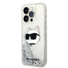 Заредете изображение във визуализатора на галерията – Karl Lagerfeld KLHCP14LLNHCCS iPhone 14 Pro 6.1" silver/silver hardcase Glitter Choupette Head
