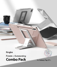 Заредете изображение във визуализатора на галерията – Ringke Fusion Combo Outstanding hard case with TPU frame for Samsung Galaxy Tab S7+ (S7 Plus) + self-adhesive foldable stand transparent (FC476R39)

