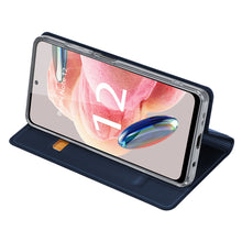 Заредете изображение във визуализатора на галерията – Dux Ducis Skin Pro Case for Xiaomi Redmi Note 12 Flip Card Wallet Stand Blue
