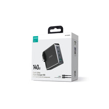 Заредете изображение във визуализатора на галерията – GaN charger UK Joyroom JR-TCG05UK 140W 3x USB-C USB-A + USB-C / USB-C cable 240W 1.2m
