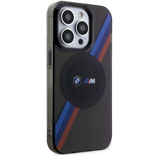 Заредете изображение във визуализатора на галерията – Case BMW BMHMP14XHDTK iPhone 14 Pro Max 6.7" grey/grey hardcase Tricolor Stripes MagSafe
