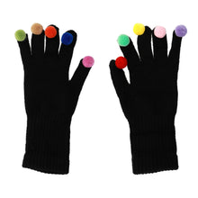 Заредете изображение във визуализатора на галерията – Gloves for touch screens with pom poms BLACK
