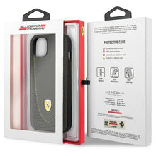 Заредете изображение във визуализатора на галерията – Ferrari FEHCP13MRGOG iPhone 13 6.1" black/black hardcase Leather Curved Line
