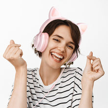 Заредете изображение във визуализатора на галерията – HOCO słuchawki nagłowne z mikrofonem W36 Cat Ear różowe
