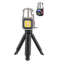 Заредете изображение във визуализатора на галерията – Mini flashlight LED keychain W5138 Type C with 4 screwdriver bits and tripod
