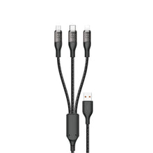 Заредете изображение във визуализатора на галерията – Fast charging cable 120W 1m 3in1 USB - USB-C / microUSB / Lightning Dudao L22X - silver
