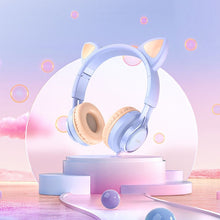 Заредете изображение във визуализатора на галерията – HOCO słuchawki nagłowne z mikrofonem W36 Cat Ear niebieskie
