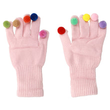 Заредете изображение във визуализатора на галерията – Gloves for touch screens with pom poms PINK
