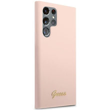 Заредете изображение във визуализатора на галерията – Guess GUHCS23LLSLMGPP S23 Ultra S918 pink/pink hardcase Silicone Script Metal Logo
