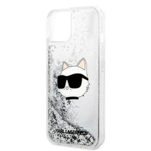 Заредете изображение във визуализатора на галерията – Karl Lagerfeld KLHCP14SLNCHCS iPhone 14 6.1" silver/silver hardcase Glitter Choupette Head
