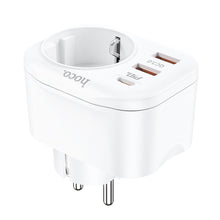 Заредете изображение във визуализатора на галерията – Hoco charger multifunctional charger type c pd20w + 2x usb qc3.0 3a + socket ns3 white - TopMag
