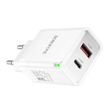 Заредете изображение във визуализатора на галерията – Borofone Wall charger BN16 Tough - USB + Type C - PD 45W 3A white
