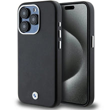 Заредете изображение във визуализатора на галерията – BMW Signature Wrapped Metal MagSafe case for iPhone 15 Pro - black
