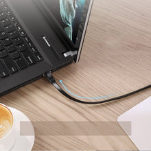 Заредете изображение във визуализатора на галерията – Ugreen Flat Cable Internet Network Cable Ethernet Patchcord RJ45 Cat 7 STP LAN 10 Gbps 3m Black (NW106 11262)

