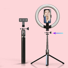 Заредете изображение във визуализатора на галерията – Selfie Stick - with detachable bluetooth remote control, tripod and ring lamp RGB - P100-RGB Black
