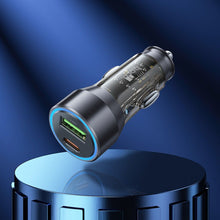 Заредете изображение във визуализатора на галерията – HOCO car charger USB QC 18W + Type C 25W PD43W NZ12A transparent black
