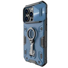 Заредете изображение във визуализатора на галерията – Nillkin CamShield Armor Pro Case Cover iPhone 14 Pro Armor Cover with Camera Cover Ring Stand Blue
