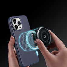 Заредете изображение във визуализатора на галерията – Dux Ducis Naples case for iPhone 14 Pro magnetic leather case MagSafe blue
