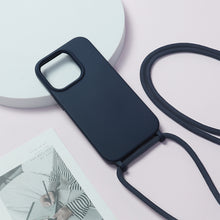 Заредете изображение във визуализатора на галерията – Strap Silicone Case for Iphone 15 Pro design 1 navy
