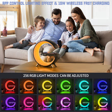Заредете изображение във визуализатора на галерията – Multifunctional LED RGB lamp with speaker, induction charger, digital clock, alarm clock, bluetooth
