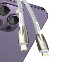 Заредете изображение във визуализатора на галерията – Baseus Glimmer Series cable with fast charging USB-C - Lightning 480Mb/s PD 20W 2m white
