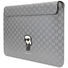 Заредете изображение във визуализатора на галерията – Original KARL LAGERFELD Laptop Sleeve Saffiano Monogram Ikonik KLCS14SAKHPKG 14 inches silver
