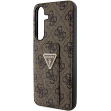 Заредете изображение във визуализатора на галерията – Original Case GUESS - hardcase Grip Stand 4G Triangle Strass GUHCS24SPGS4TDW for Samsung Galaxy S24 Brown
