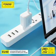 Заредете изображение във визуализатора на галерията – Foneng Wall charger EU40 - Type C - PD 25W 3A white

