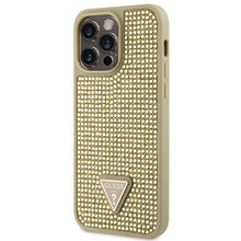 Заредете изображение във визуализатора на галерията – Original Case GUESS Rhinestone Triangle hardcase GUHCP14XHDGTPD for Iphone 14 Pro Max gold
