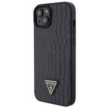 Заредете изображение във визуализатора на галерията – Original Case GUESS Croco Triangle Metal Logo hardcase GUHCP15SPCRTHCK for Iphone 15 black
