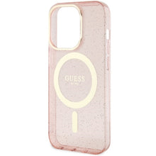 Заредете изображение във визуализатора на галерията – Original Case GUESS hardcase Glitter Gold MagSafe GUHMP14LHCMCGP for Iphone 14 Pro pink
