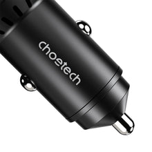 Заредете изображение във визуализатора на галерията – Choetech TC0014 USB-C USB-A PD 60W car charger with LED backlight - black
