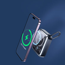 Заредете изображение във визуализатора на галерията – Joyroom induction power bank 10000mAh Icy Series 22.5W with built-in USB C cable black (JR-L006)
