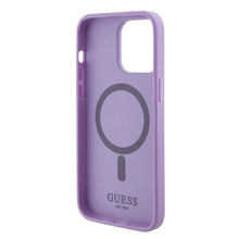 Заредете изображение във визуализатора на галерията – Guess Saffiano MagSafe case for iPhone 15 Pro - purple
