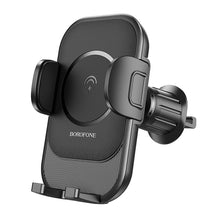 Заредете изображение във визуализатора на галерията – Borofone Car holder BH204 Blue Charm with induction charging to air vent black
