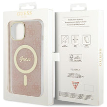 Заредете изображение във визуализатора на галерията – Original Case GUESS hardcase IML 4G MagSafe GUHMP15SH4STP for Iphone 13/14/15 pink
